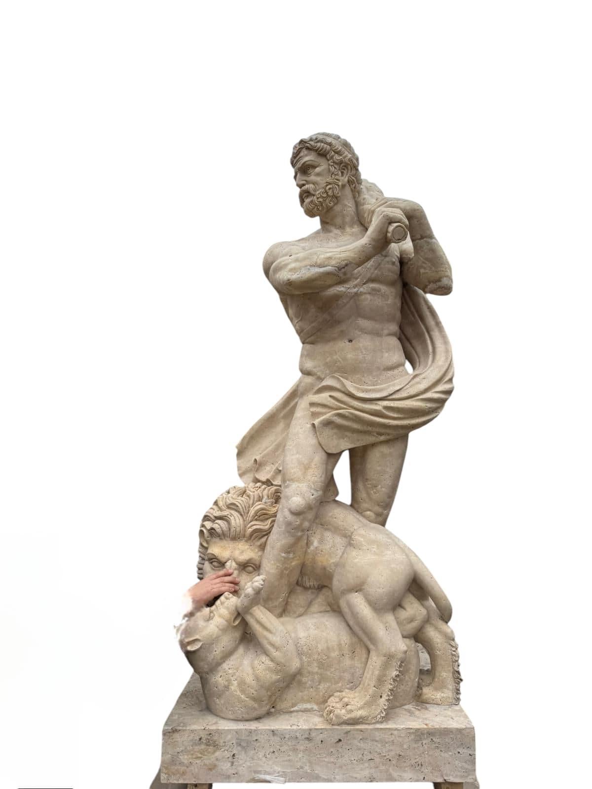 Pareja monumental de esculturas de Hércules en mármol italiano - Finales del siglo XX 280 en venta 1