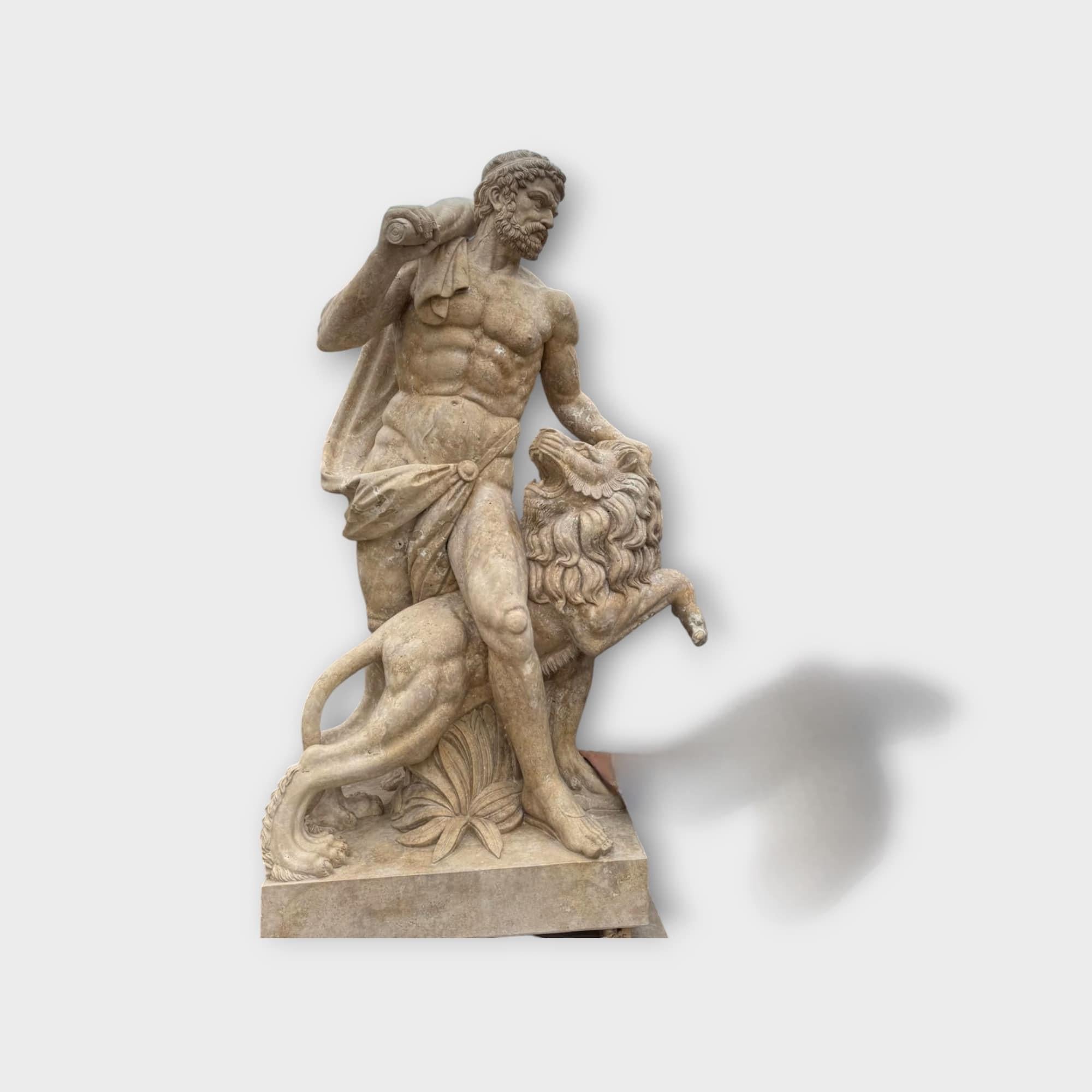 Pareja monumental de esculturas de Hércules en mármol italiano - Finales del siglo XX 280 en venta 3