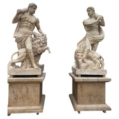 Monumentales Paar Herkules-Skulpturen aus italienischem Marmor - Ende des 20. Jahrhunderts 280