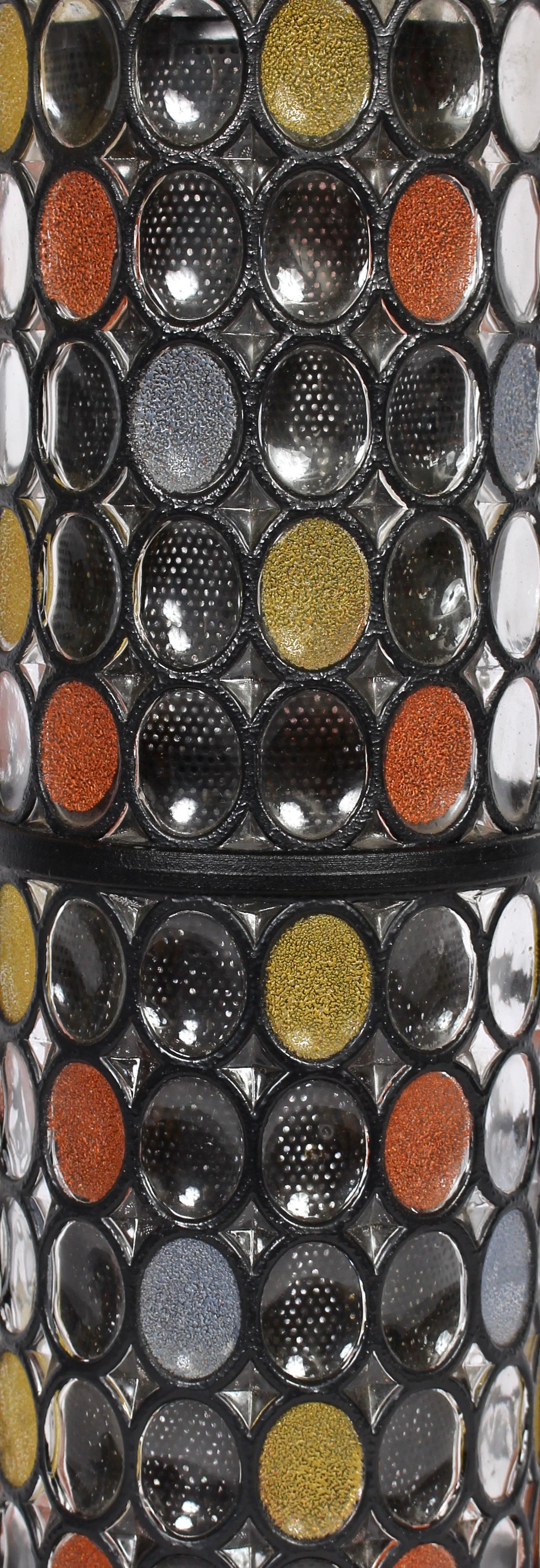 Monumental Pair of Higgins Style Glass & Enamel Illuminating Table Lamps, 1950s 2
