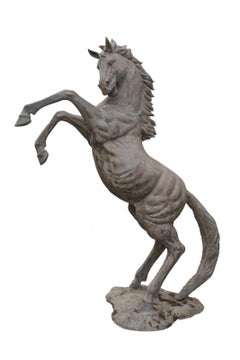 Monumental Pair of Italian Bronze Horse Sculptures, 1990s