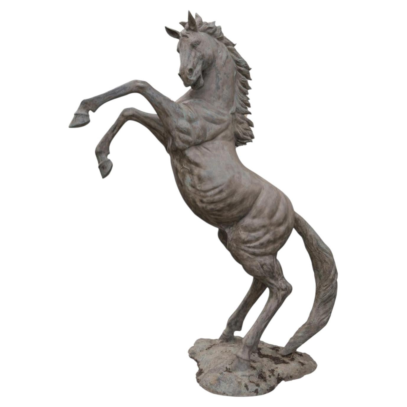 Monumental Pair of Italian Bronze Horse Sculptures, 1990s