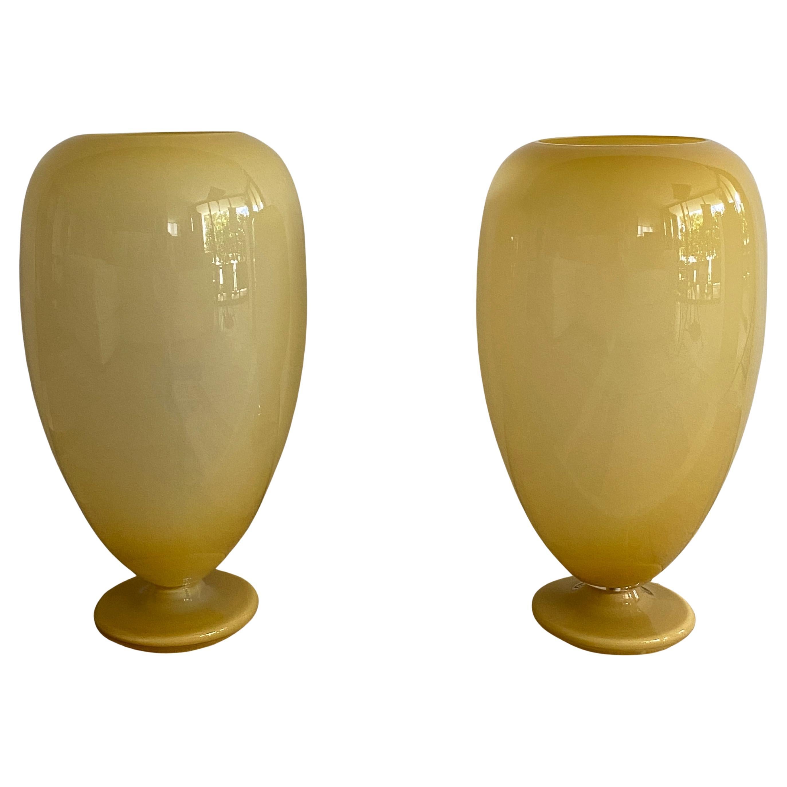 Monumentales Paar italienische Glas-Tischlampen, Biomorphe Ballonlampen im Angebot