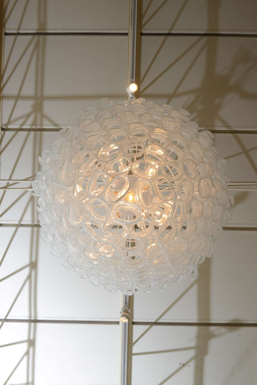 Monumental Italian Modern Glass Chandelier, Mazzega In Excellent Condition In Hollywood, FL