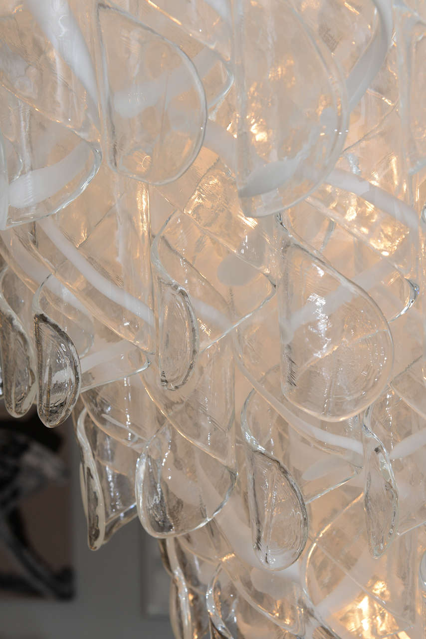 Blown Glass Monumental Italian Modern Glass Chandelier, Mazzega
