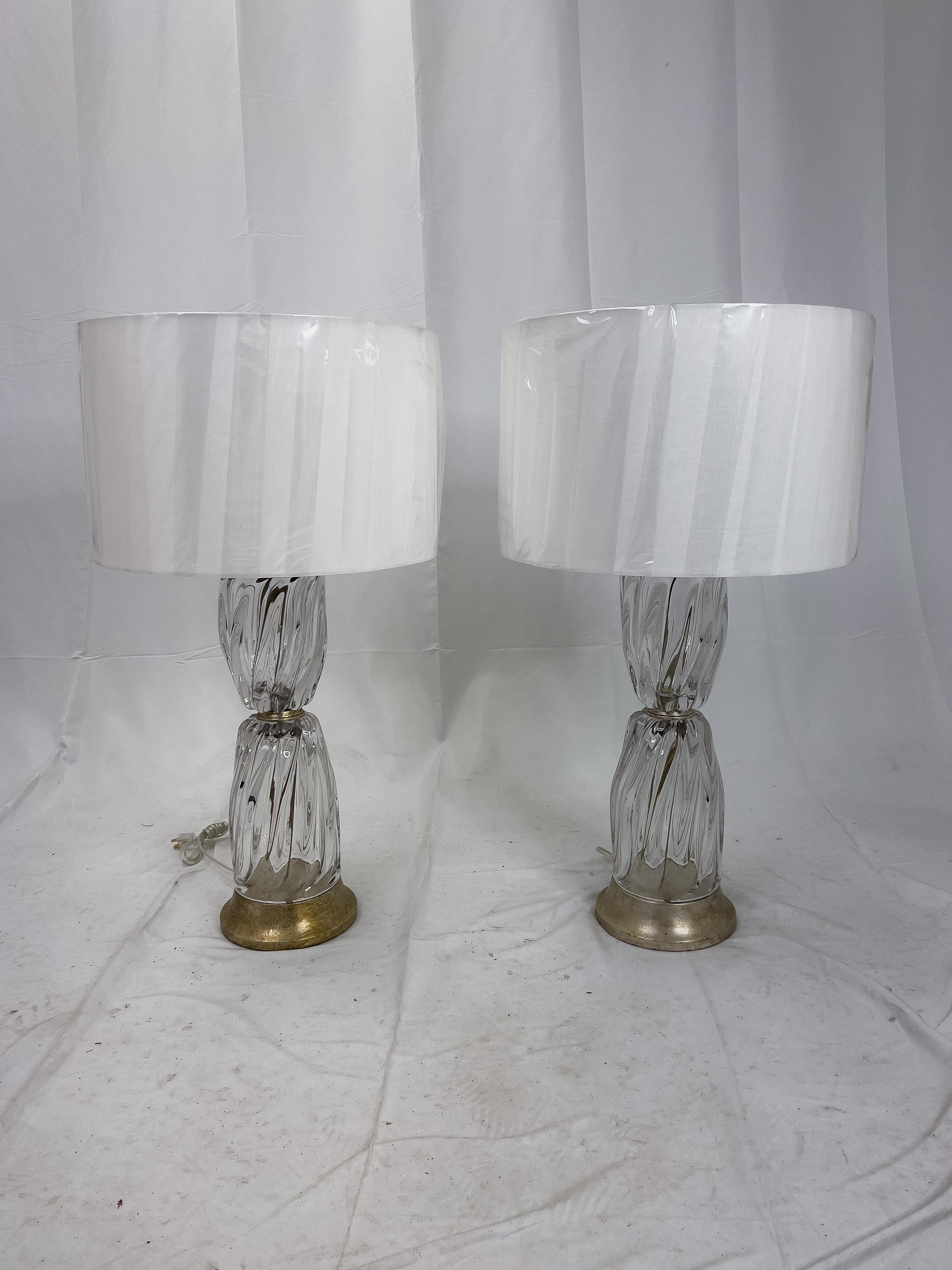 Monumental Pair of Italian Murano Lamps In Good Condition In Houston, TX