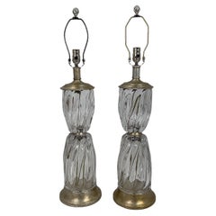 Monumental Pair of Italian Murano Lamps