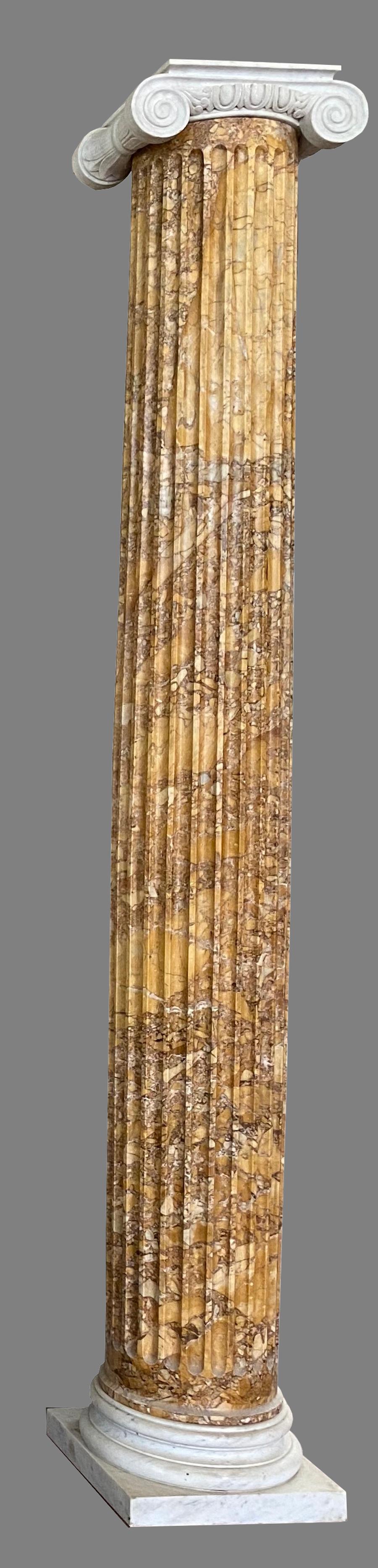 Monumental Pair of Italian Neoclassical Ionic Marble Columns 6