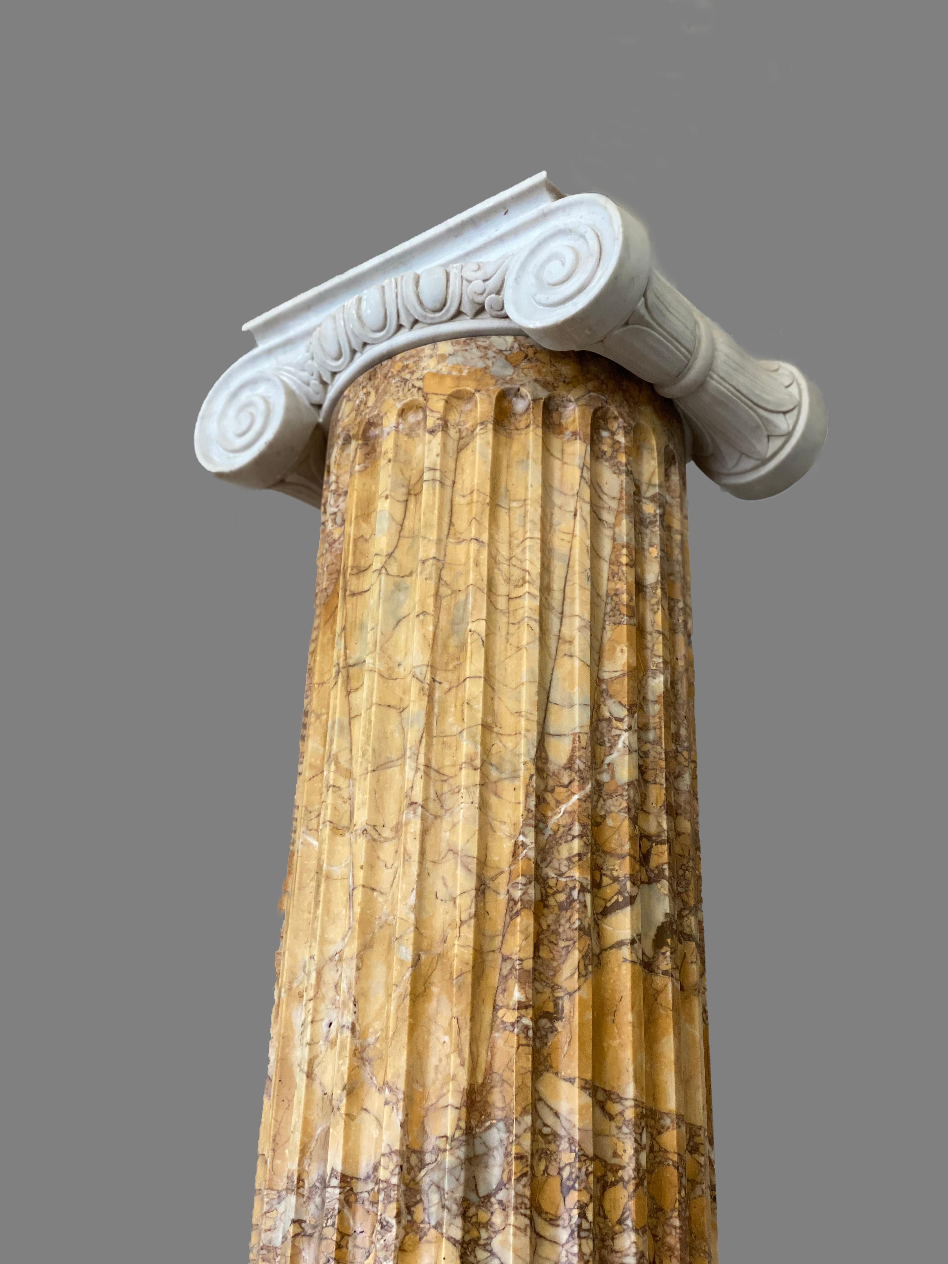 Monumental Pair of Italian Neoclassical Ionic Marble Columns 1