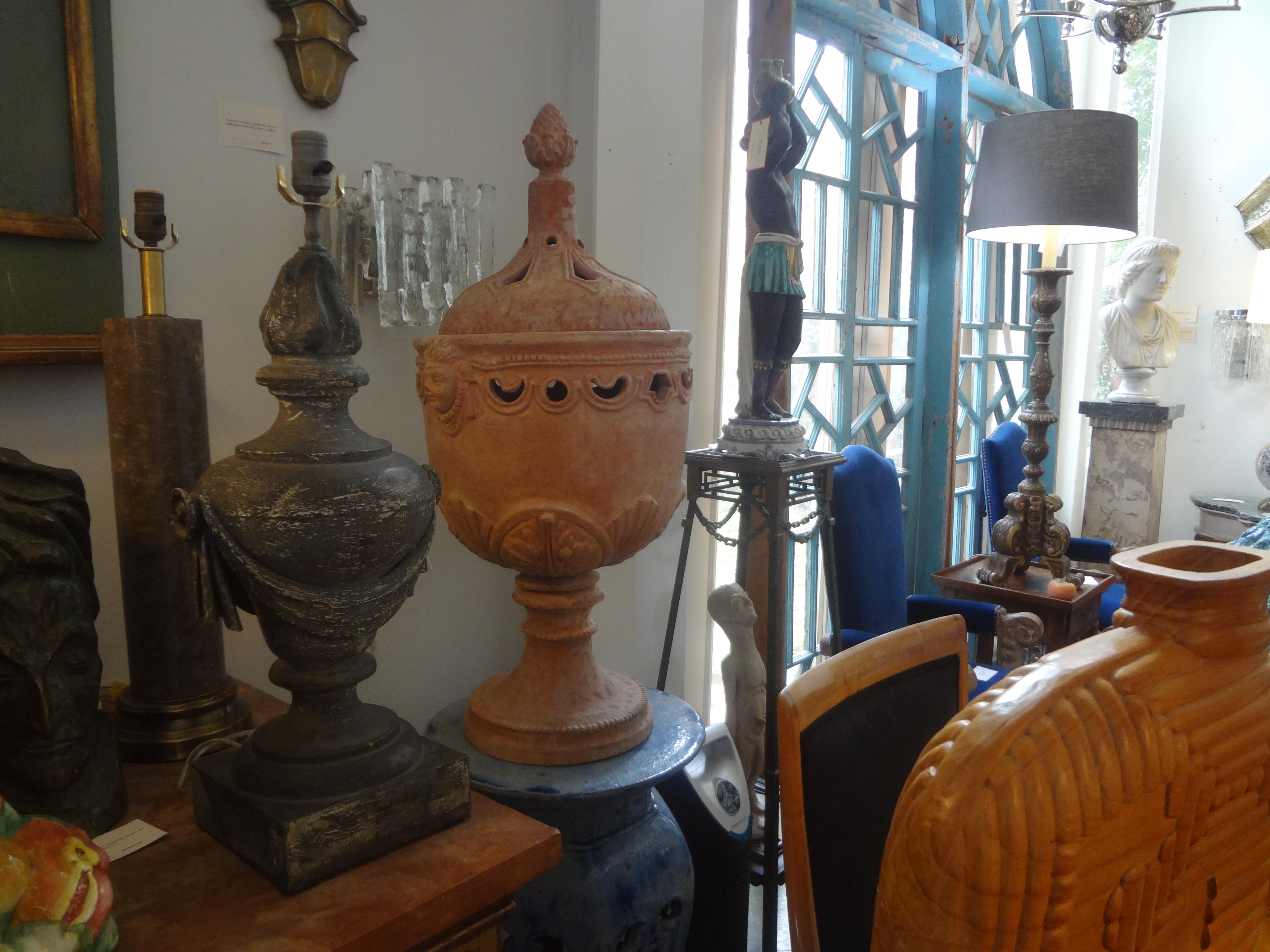 Monumental Pair of Italian Neoclassical Style Terracotta Urns by Galestro 4