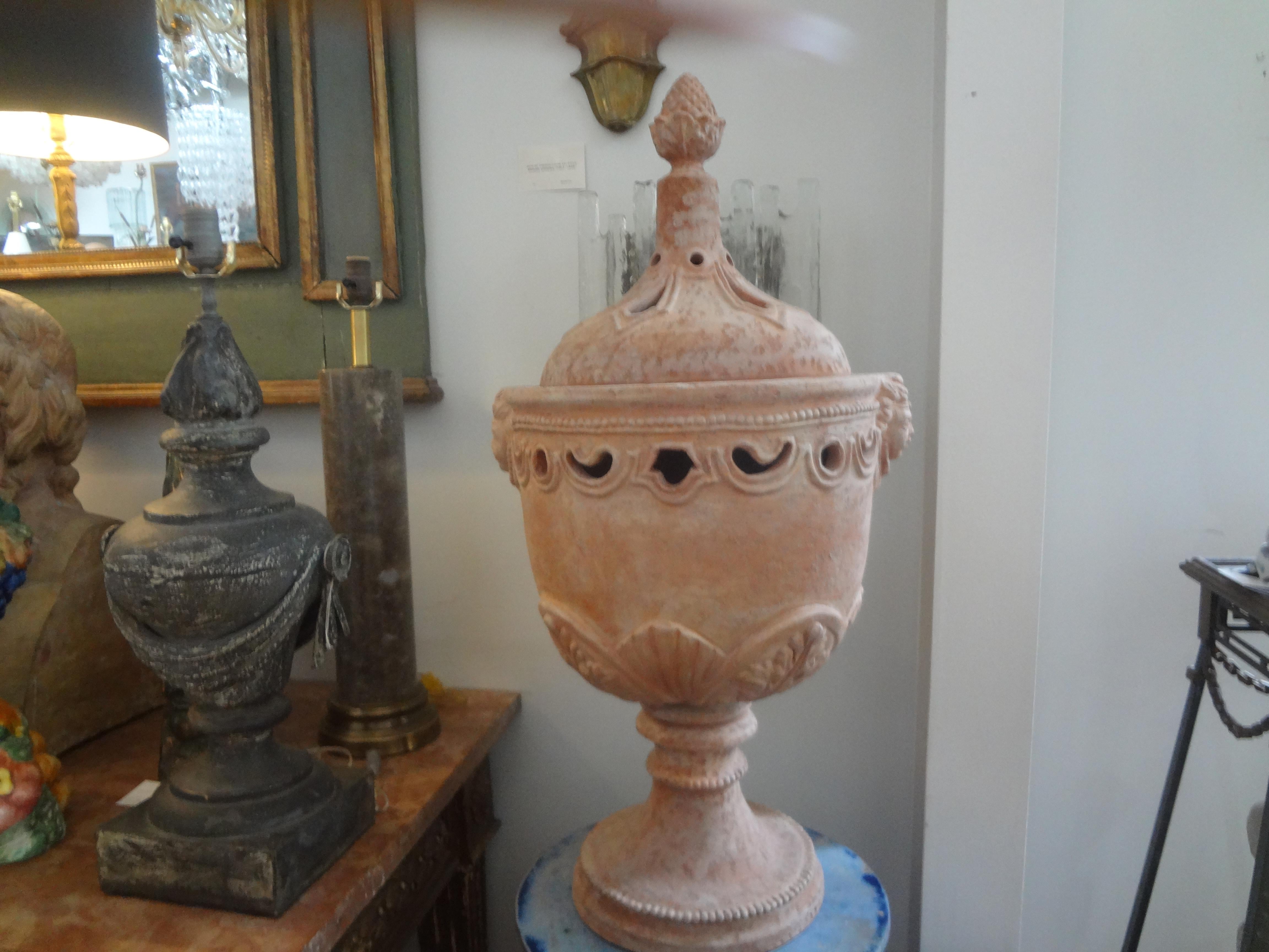 Monumental Pair of Italian Neoclassical Style Terracotta Urns by Galestro 7
