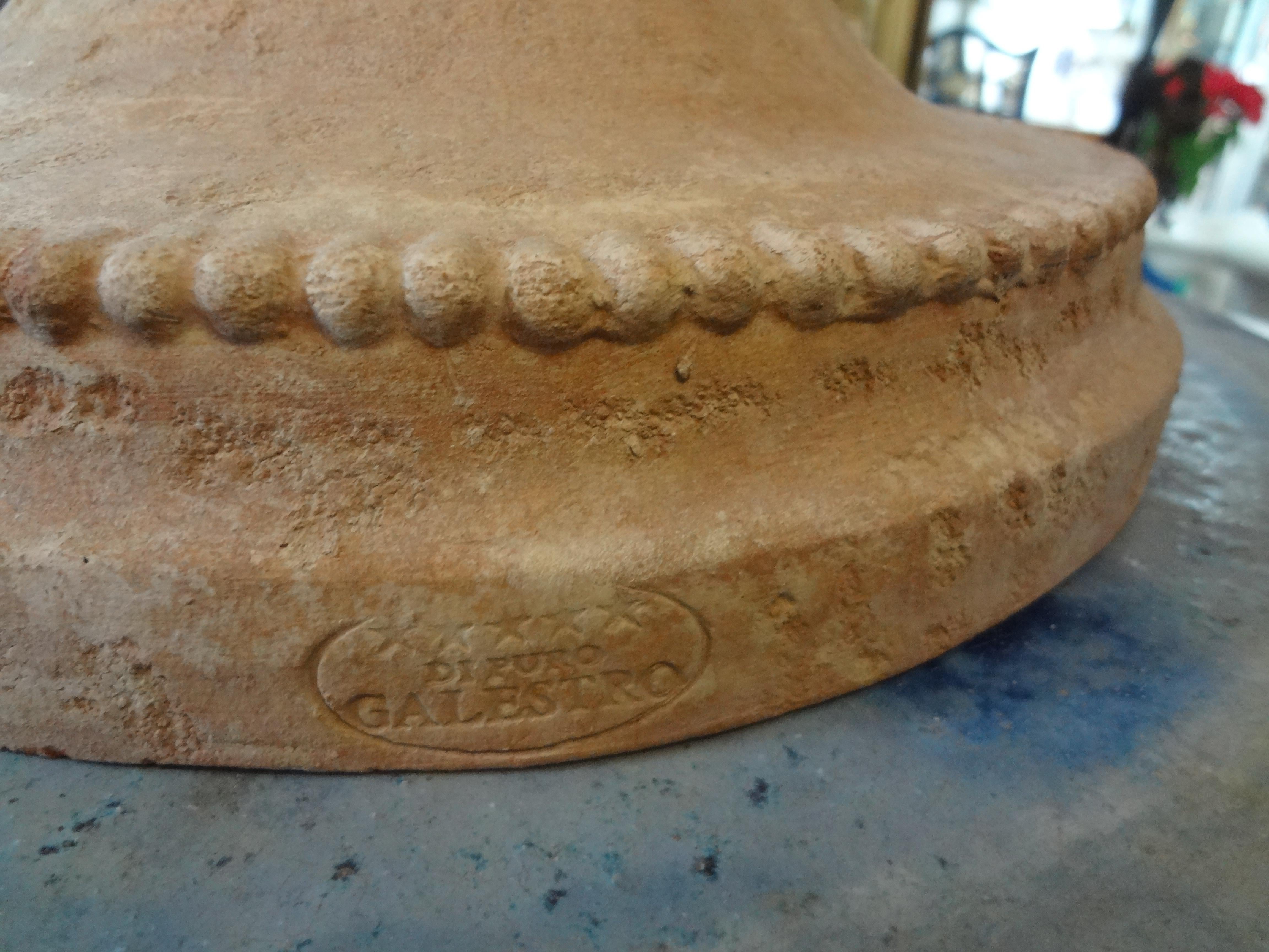 Monumental Pair of Italian Neoclassical Style Terracotta Urns by Galestro 8
