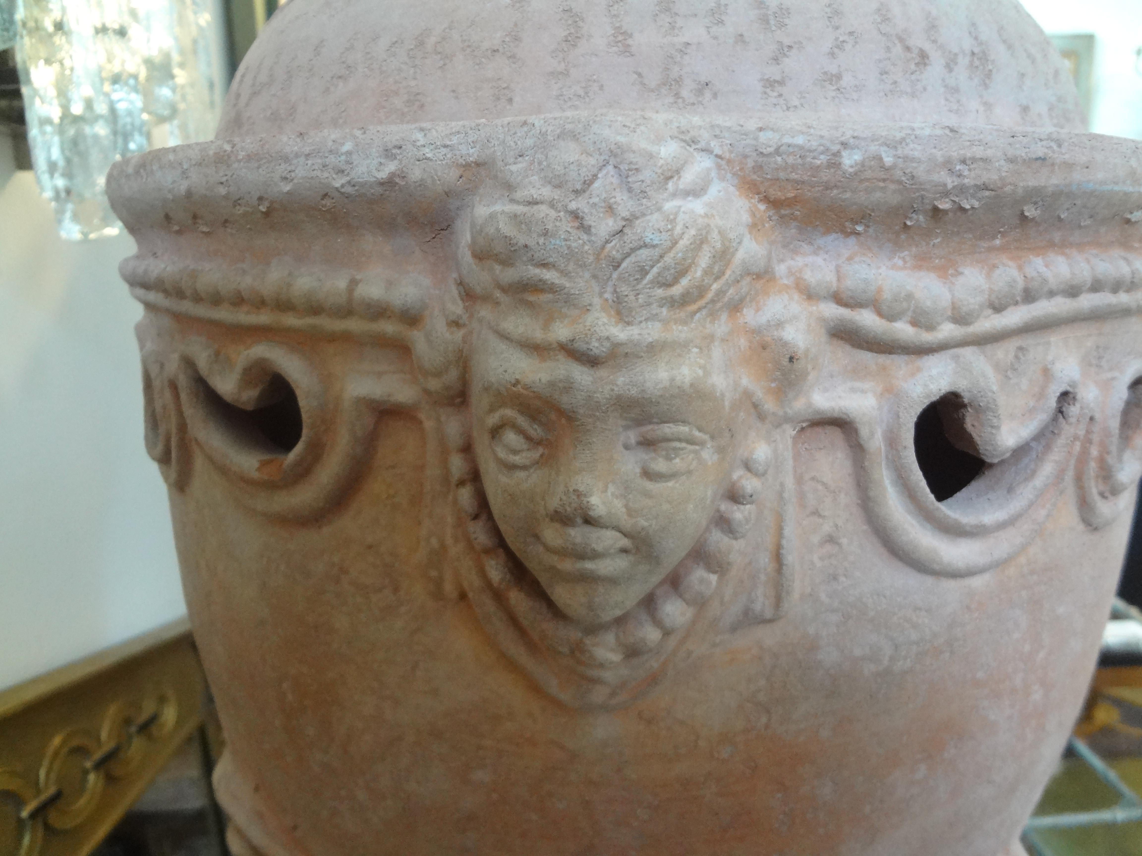 Monumental Pair of Italian Neoclassical Style Terracotta Urns by Galestro 2