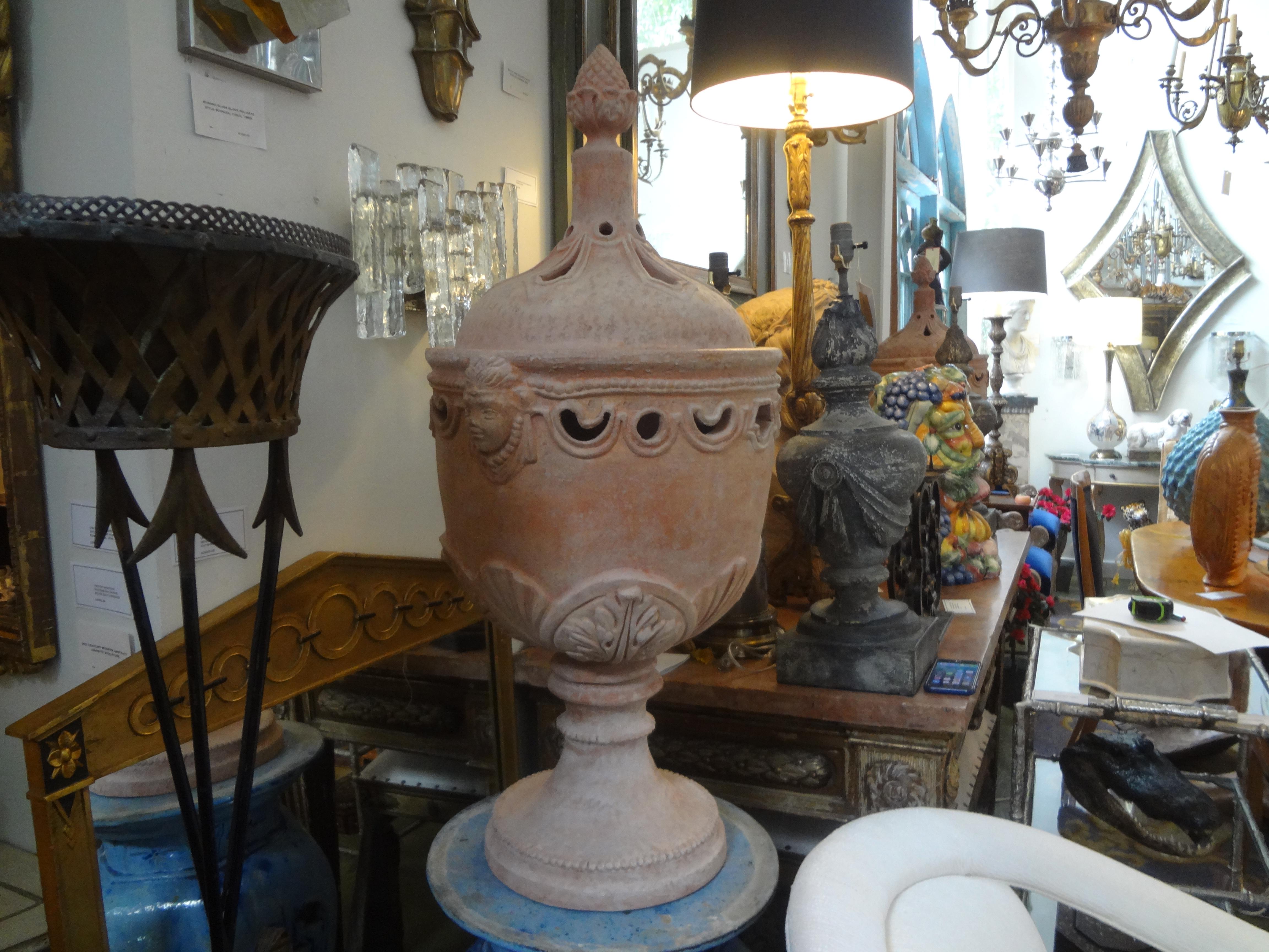Monumental Pair of Italian Neoclassical Style Terracotta Urns by Galestro 3