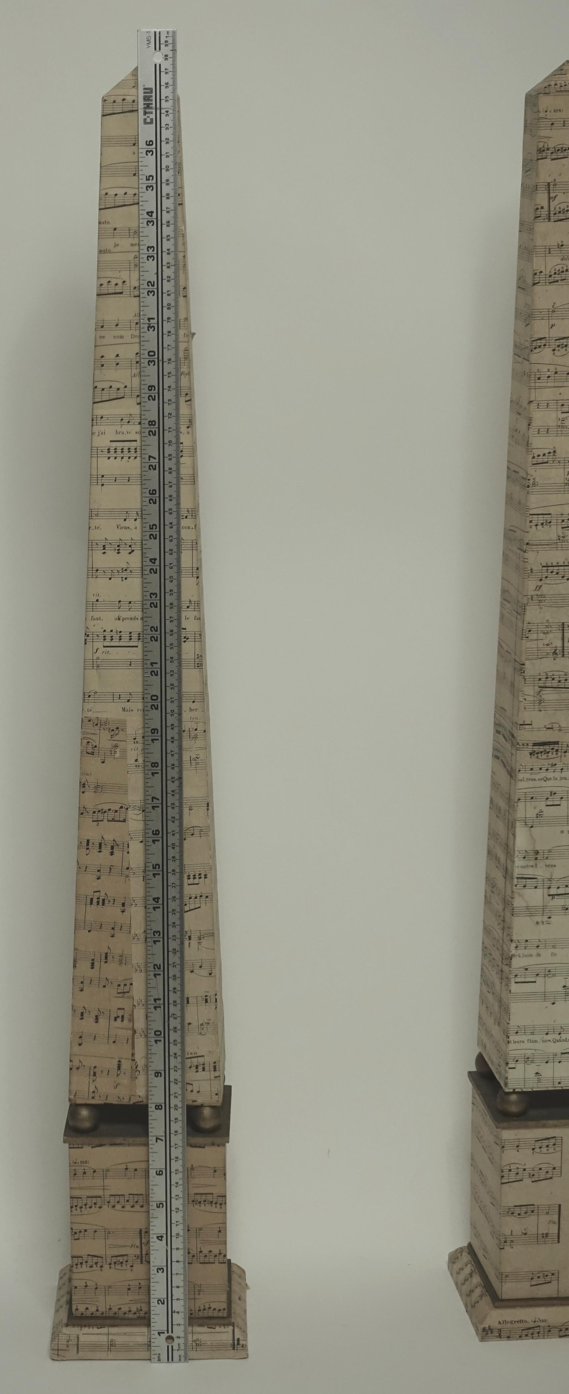 Monumental Pair of Italian Obelisks Covered in 19th Century Sheet Music For Sale 6