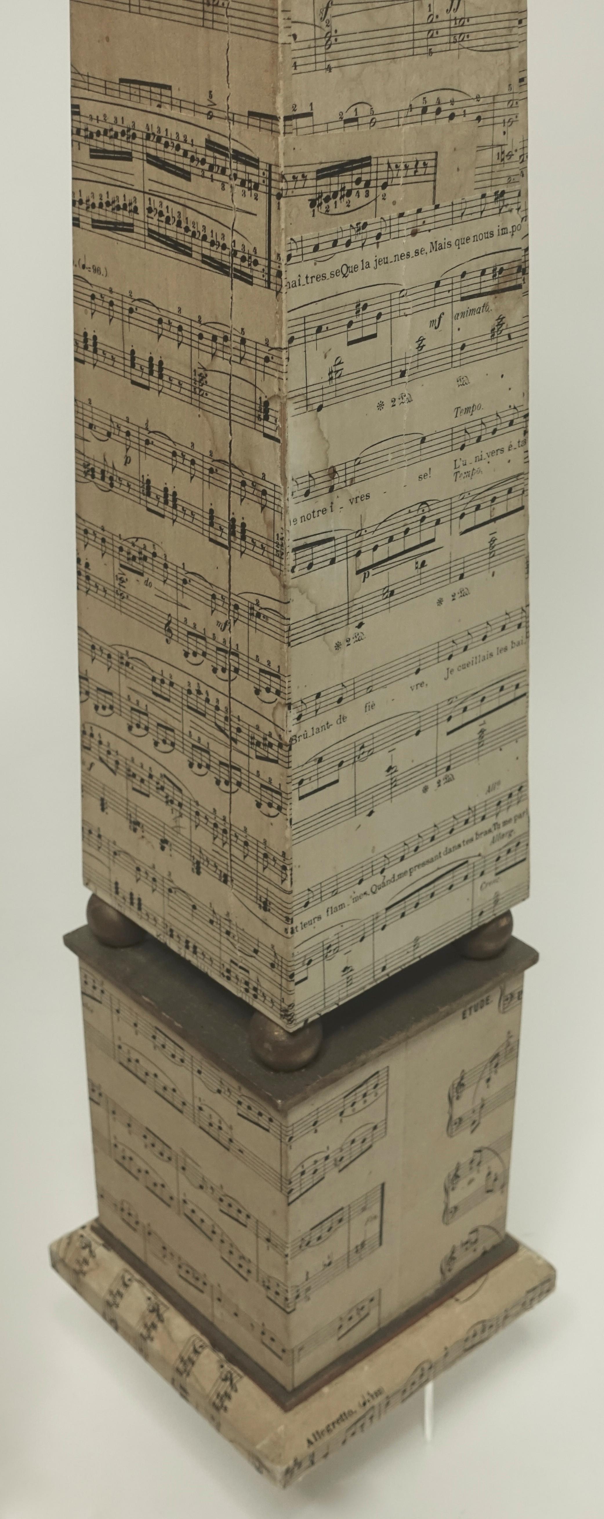 Monumental Pair of Italian Obelisks Covered in 19th Century Sheet Music For Sale 3