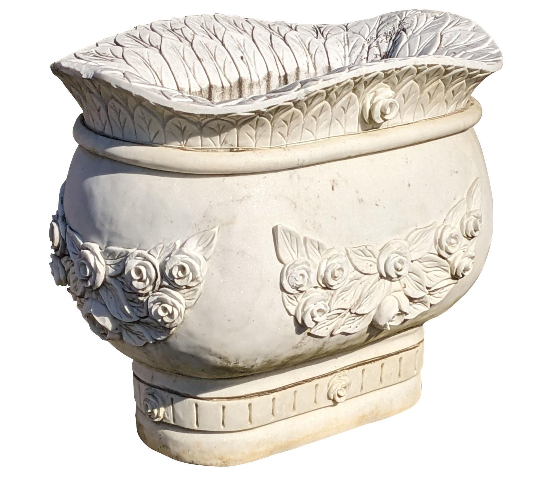 Coppia monumentale di fioriere da giardino in marmo rosa italiano Cache Pot 24