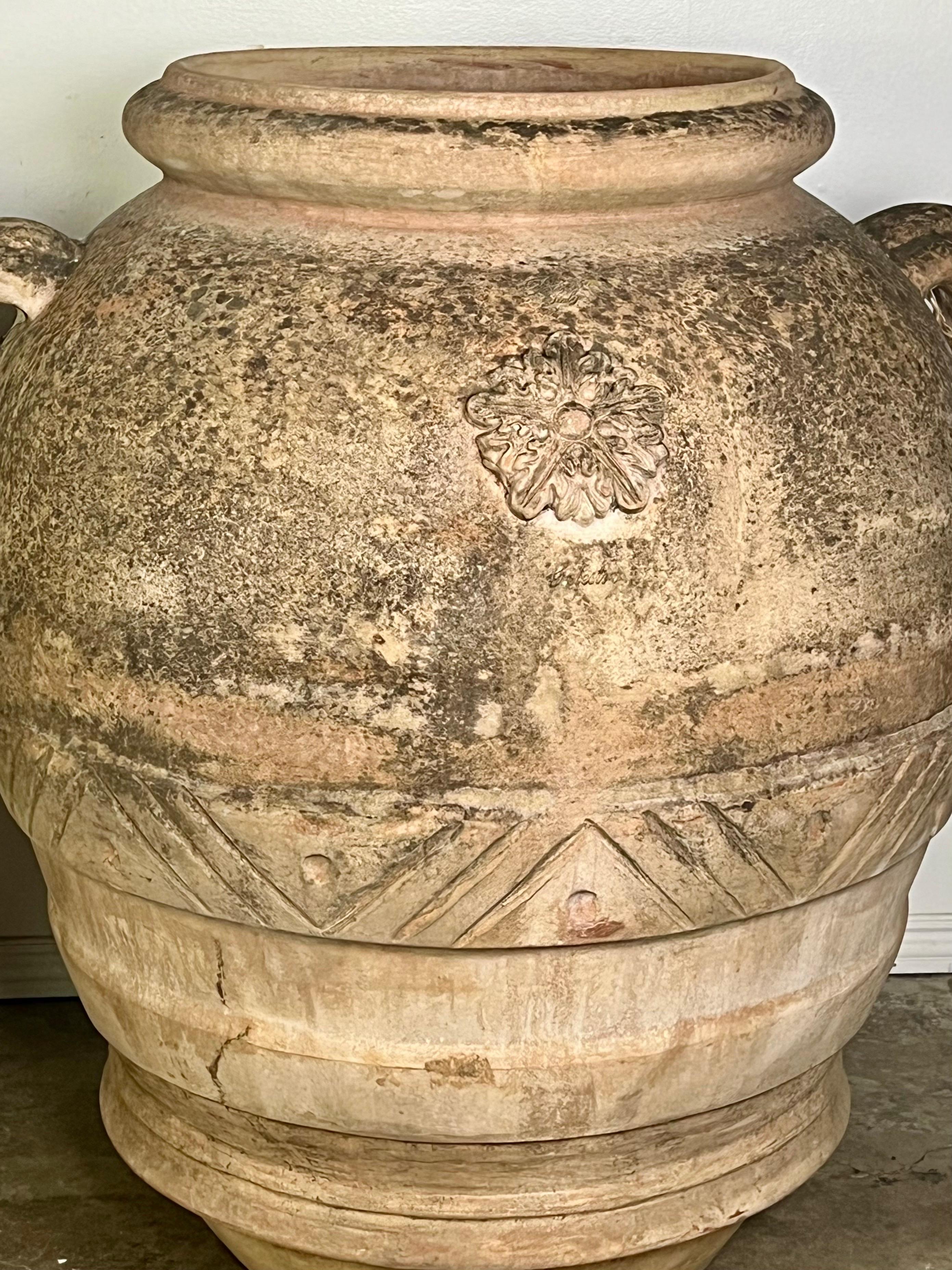 Monumental Pair of Italian Terracotta Planters Signed 