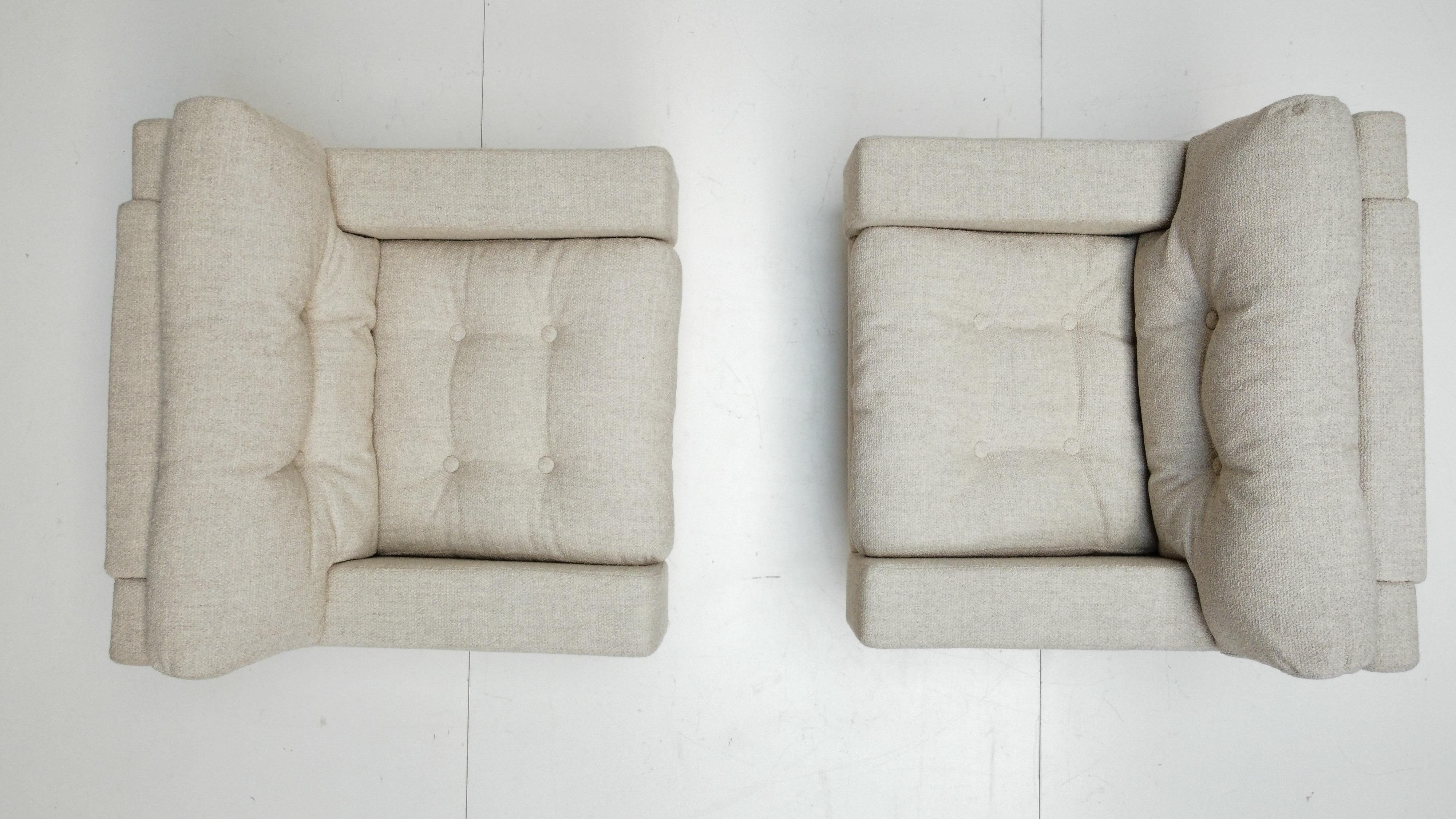 Italian Monumental Pair of 'Magister' Lounge Chairs by Sculptor Franz Sartori, 1966