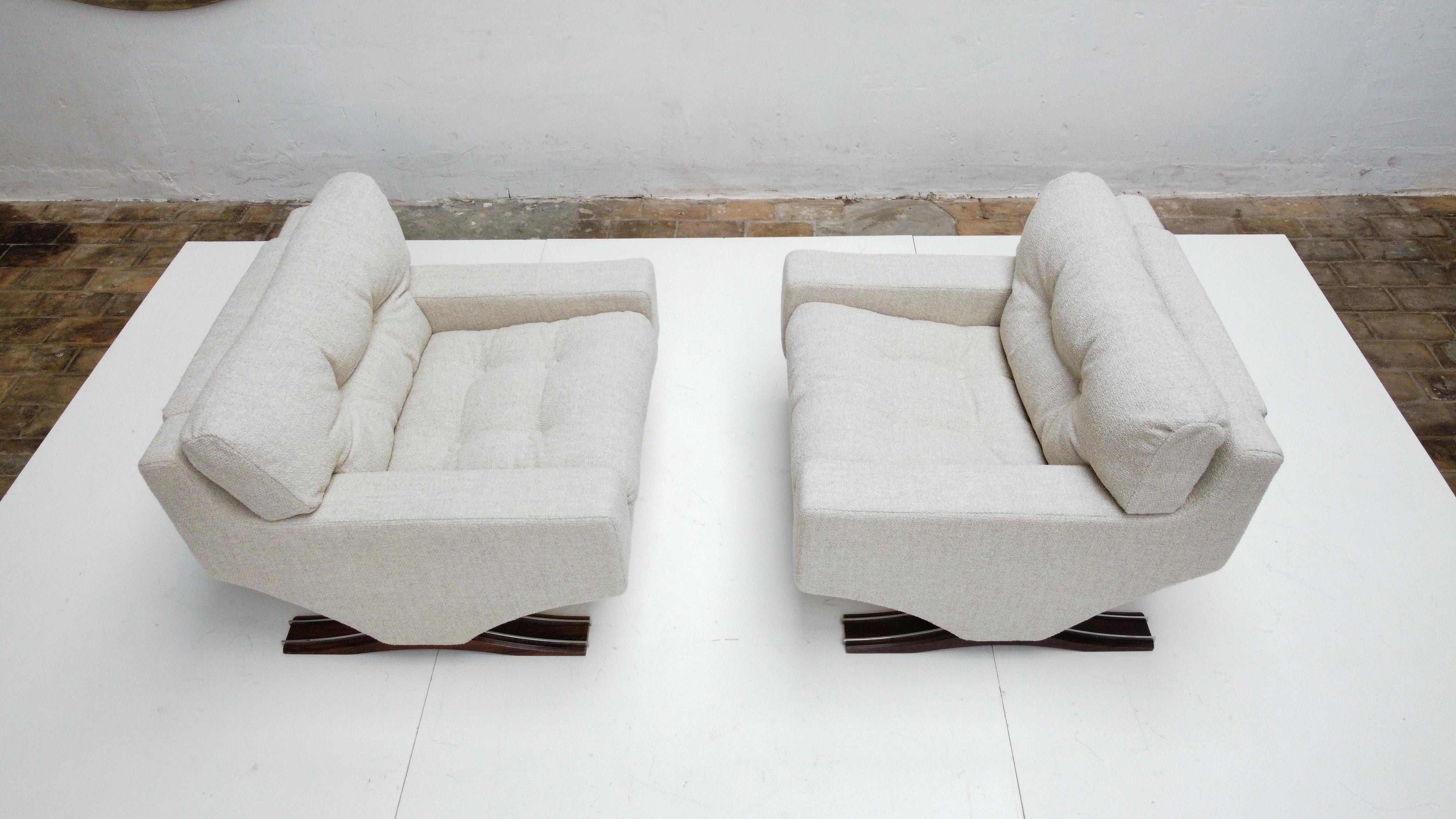 Monumental Pair of 'Magister' Lounge Chairs by Sculptor Franz Sartori, 1966 In Good Condition In bergen op zoom, NL