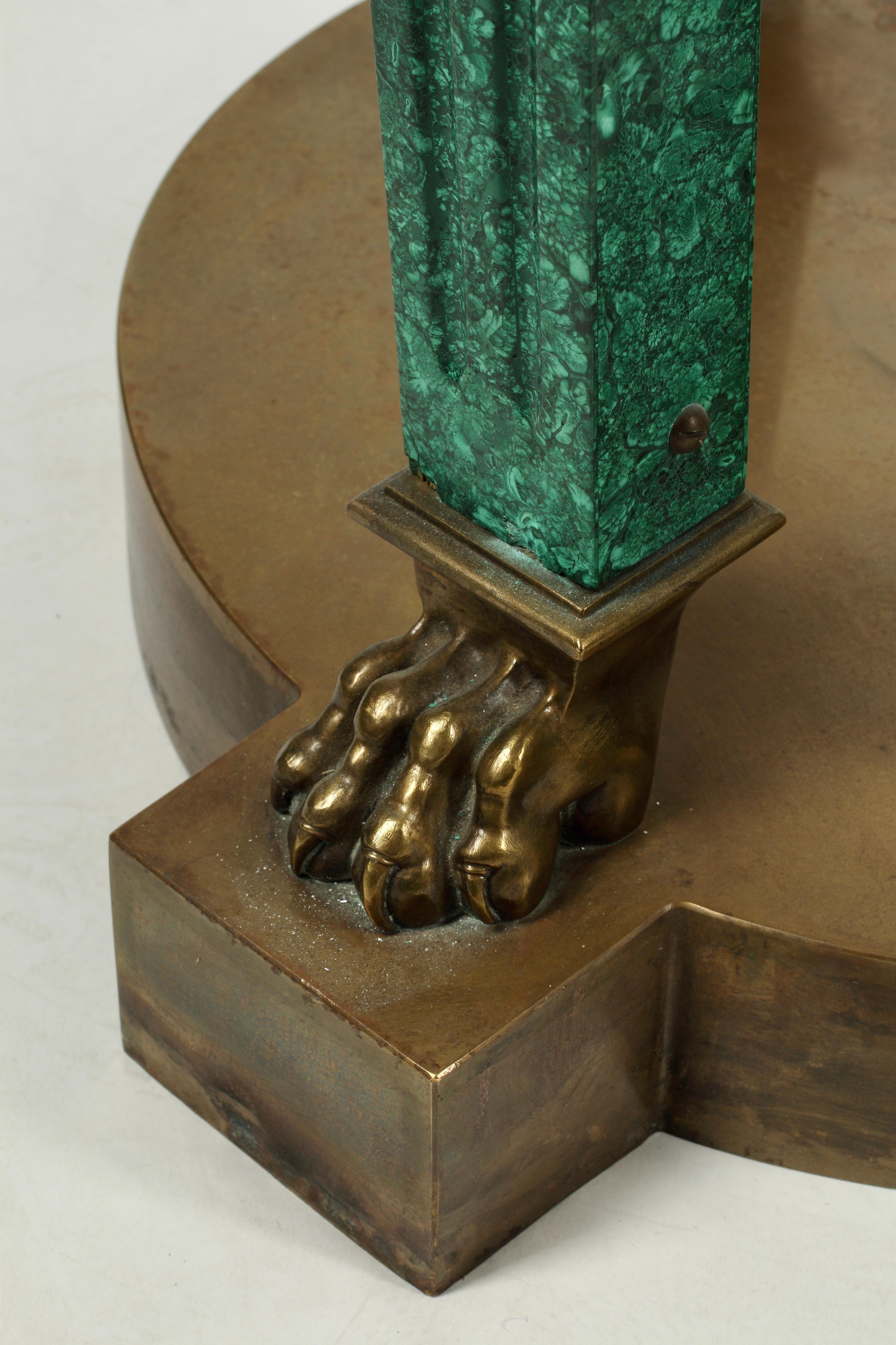 Monumental Pair of Malachite and Bronze Neoclassical Style Urns on Stand For Sale 3