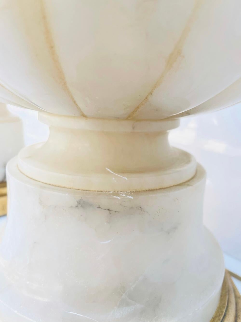 Monumental Pair of Marble Lamps Made in Italy For Sale 5