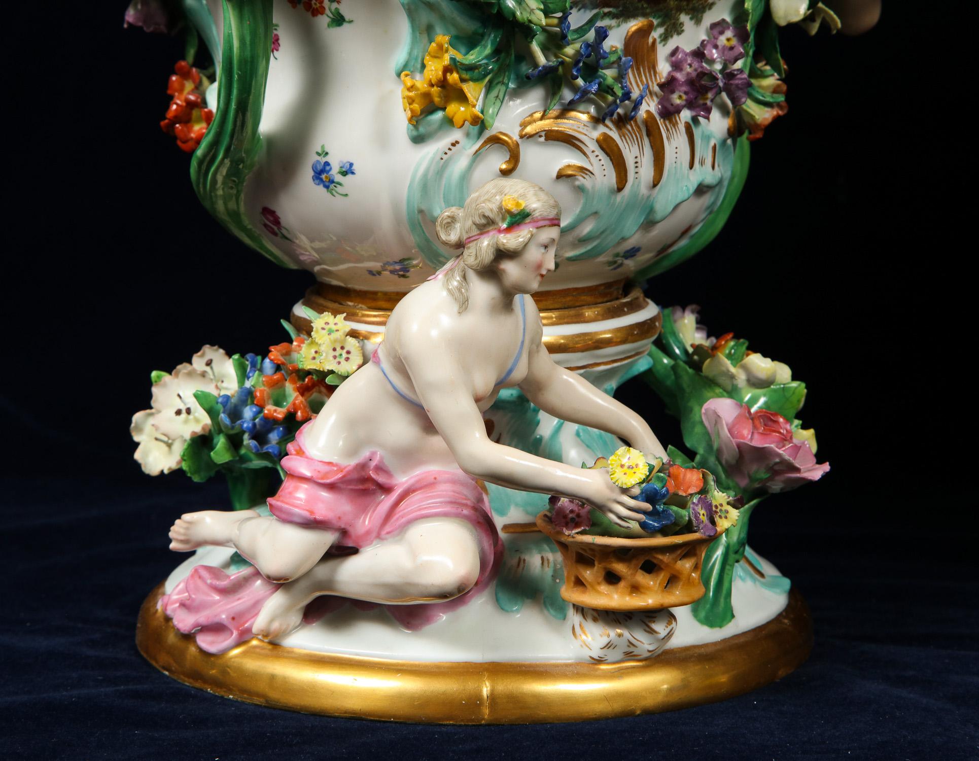 Monumental Pair of Meissen Porcelain Pot-Pourri Vases, circa 1850 6