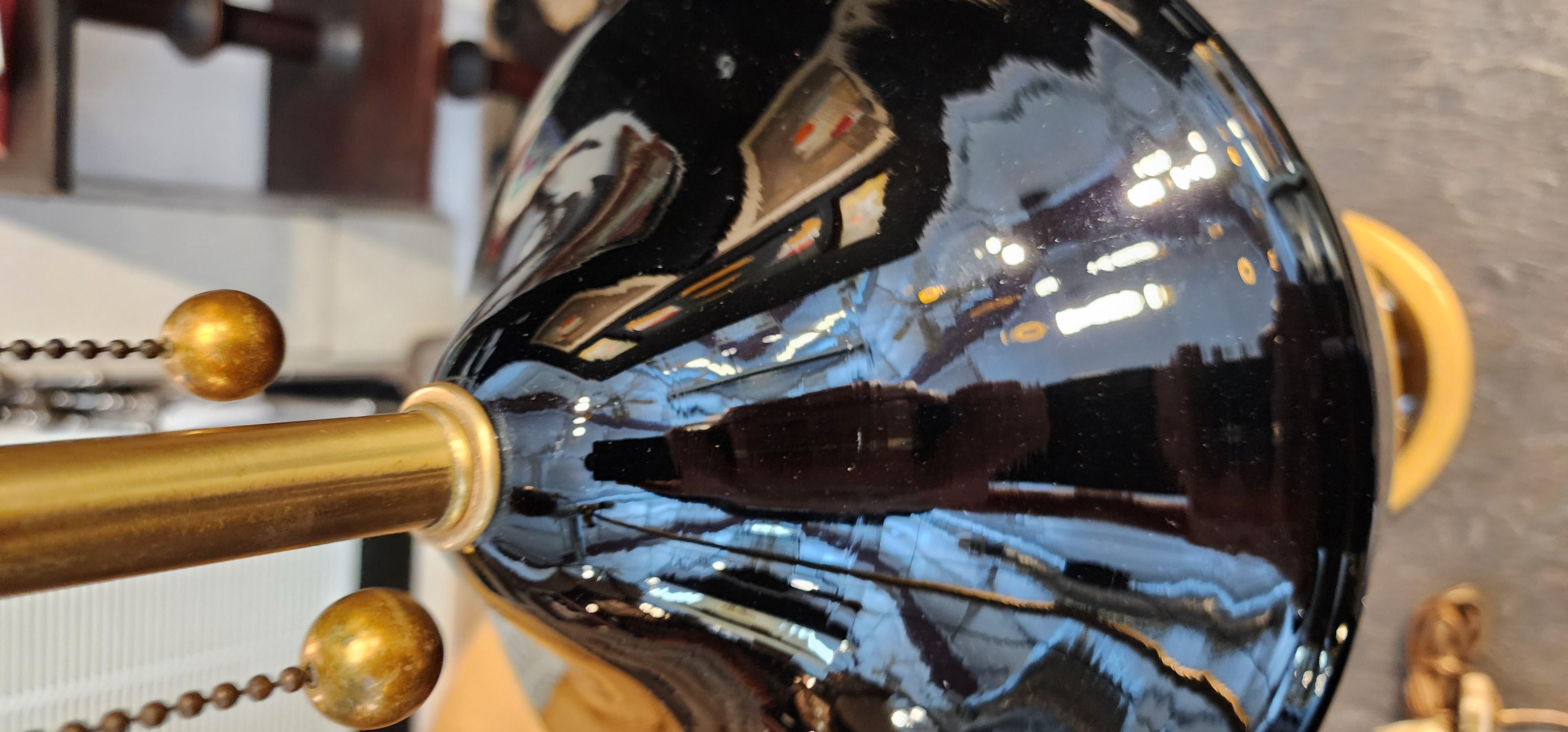 Monumental Pair of Mid-Century Black Murano Glass Lamps For Sale 4