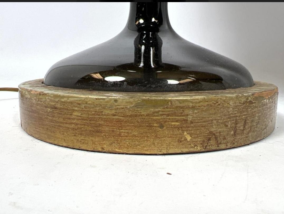 Mid-20th Century Monumental Pair of Mid-Century Black Murano Glass Lamps For Sale
