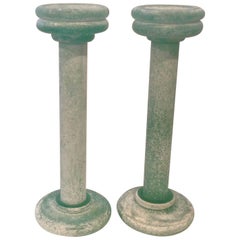 Retro Monumental Pair of Murano Candlesticks or Stands in Vibrant Green