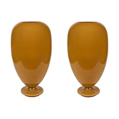 Monumental Pair of Murano Glass Lighted Urn Shape Lamps