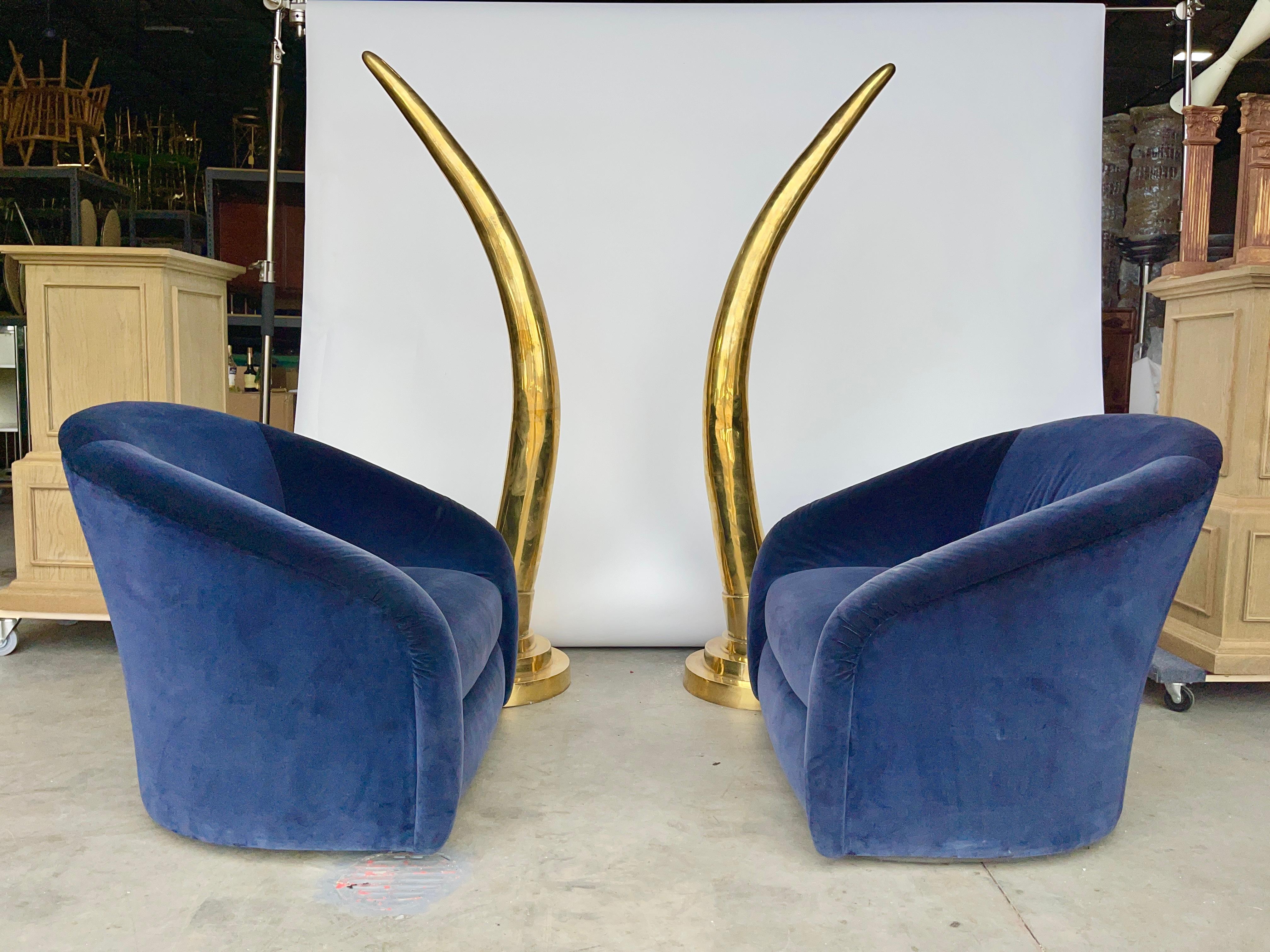 Monumental Pair of Polished Brass Faux Tusks For Sale 9