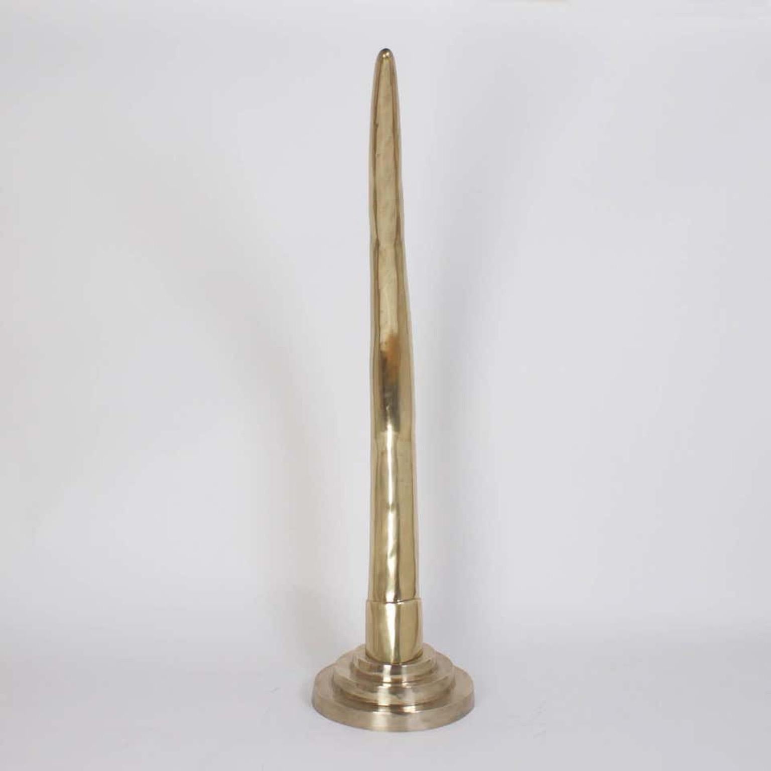 Late 20th Century Monumental Pair of Polished Brass Faux Tusks For Sale