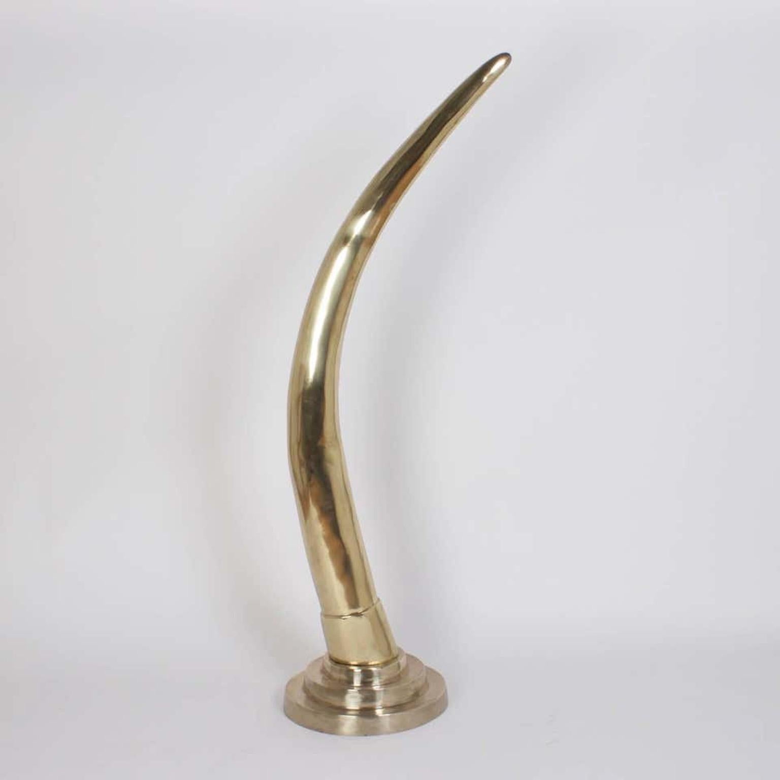 Monumental Pair of Polished Brass Faux Tusks For Sale 1