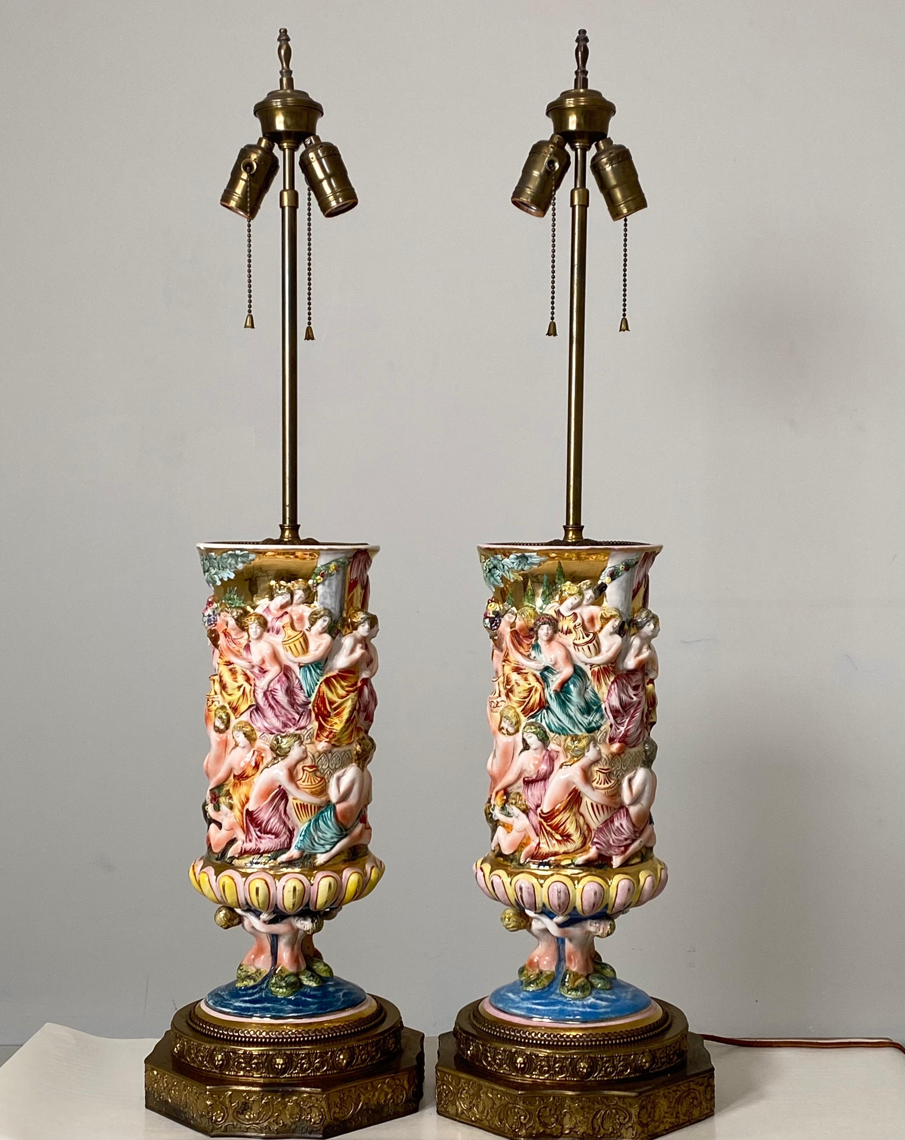Monumental Pair of Porcelain Capodimonte Table Lamps 6