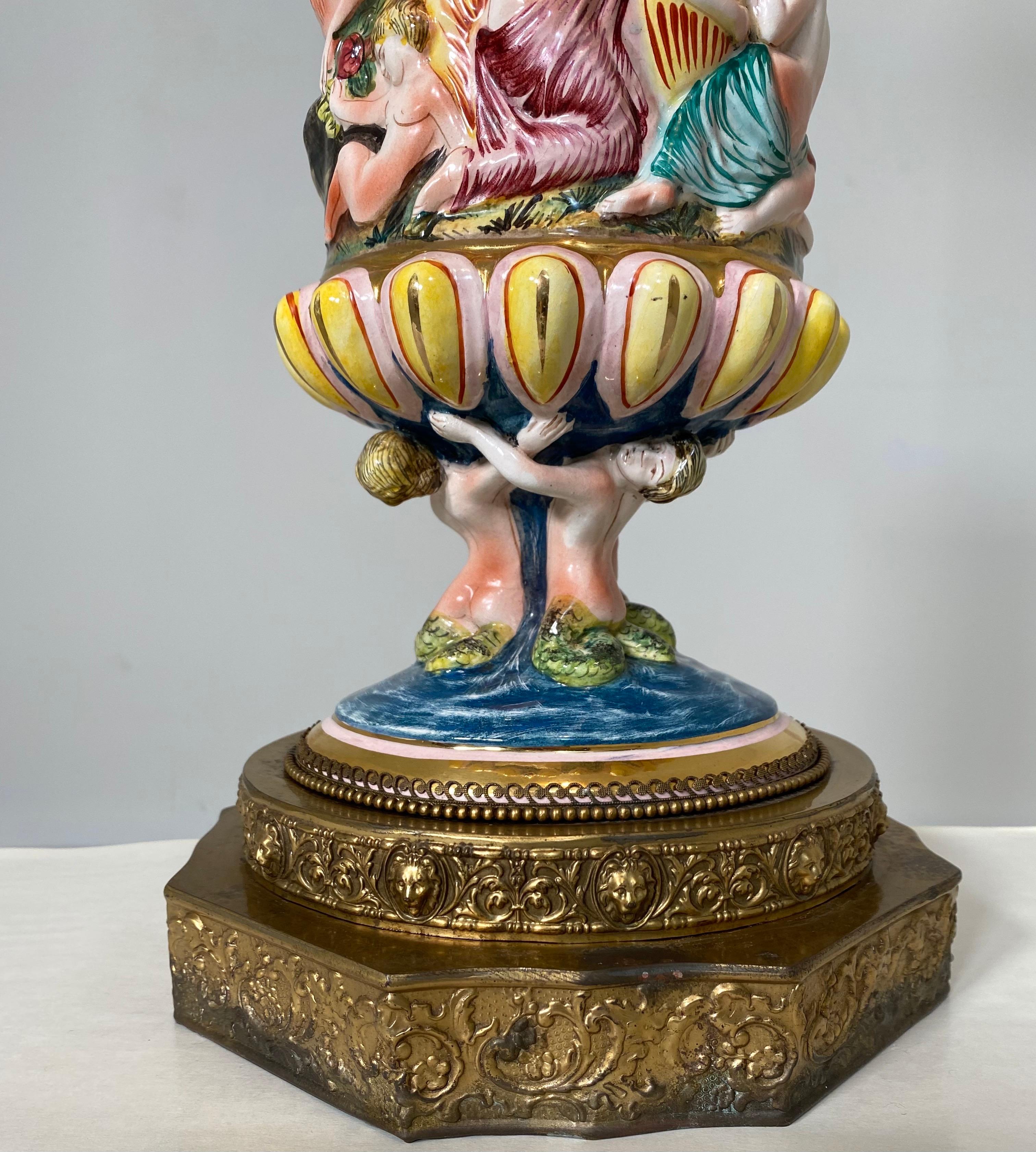 20th Century Monumental Pair of Porcelain Capodimonte Table Lamps