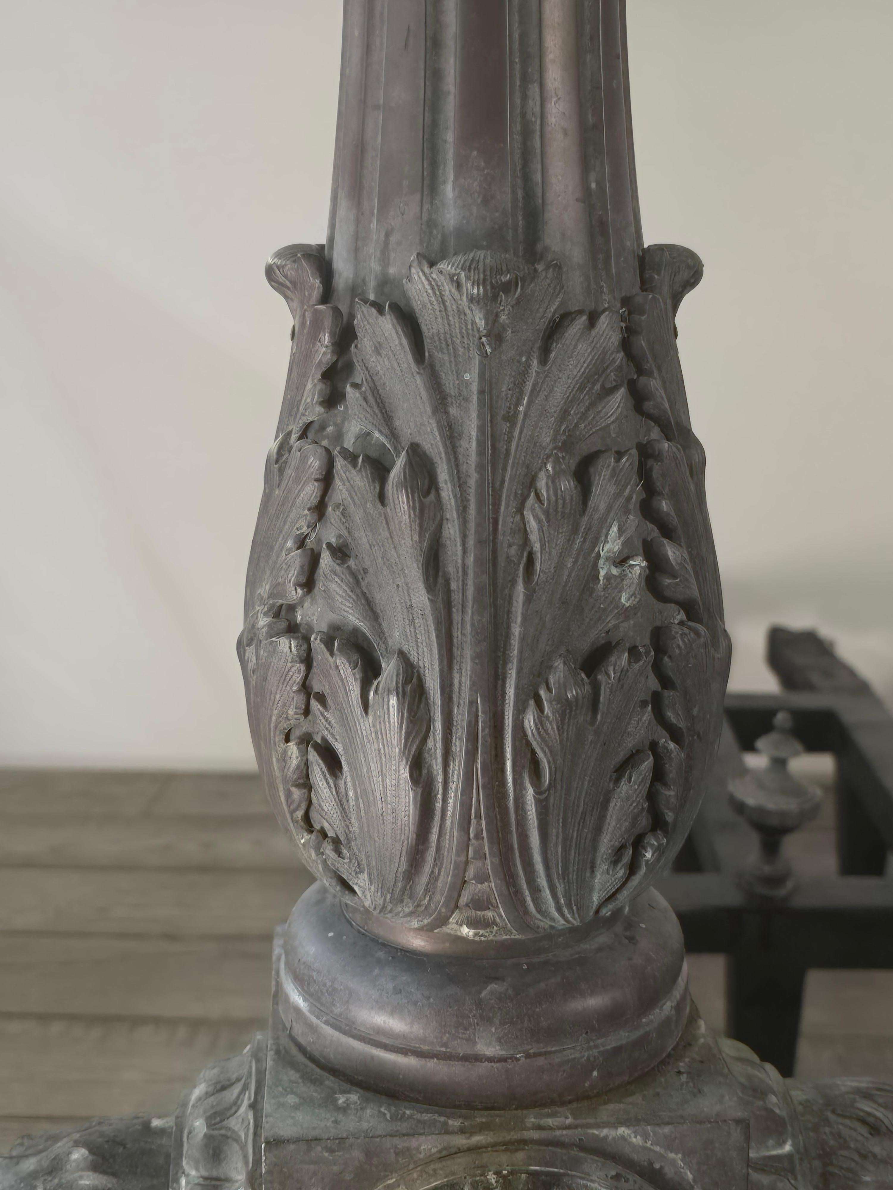 Monumental Pair of Regency Bronze Andirons, Early 19th Century For Sale 3