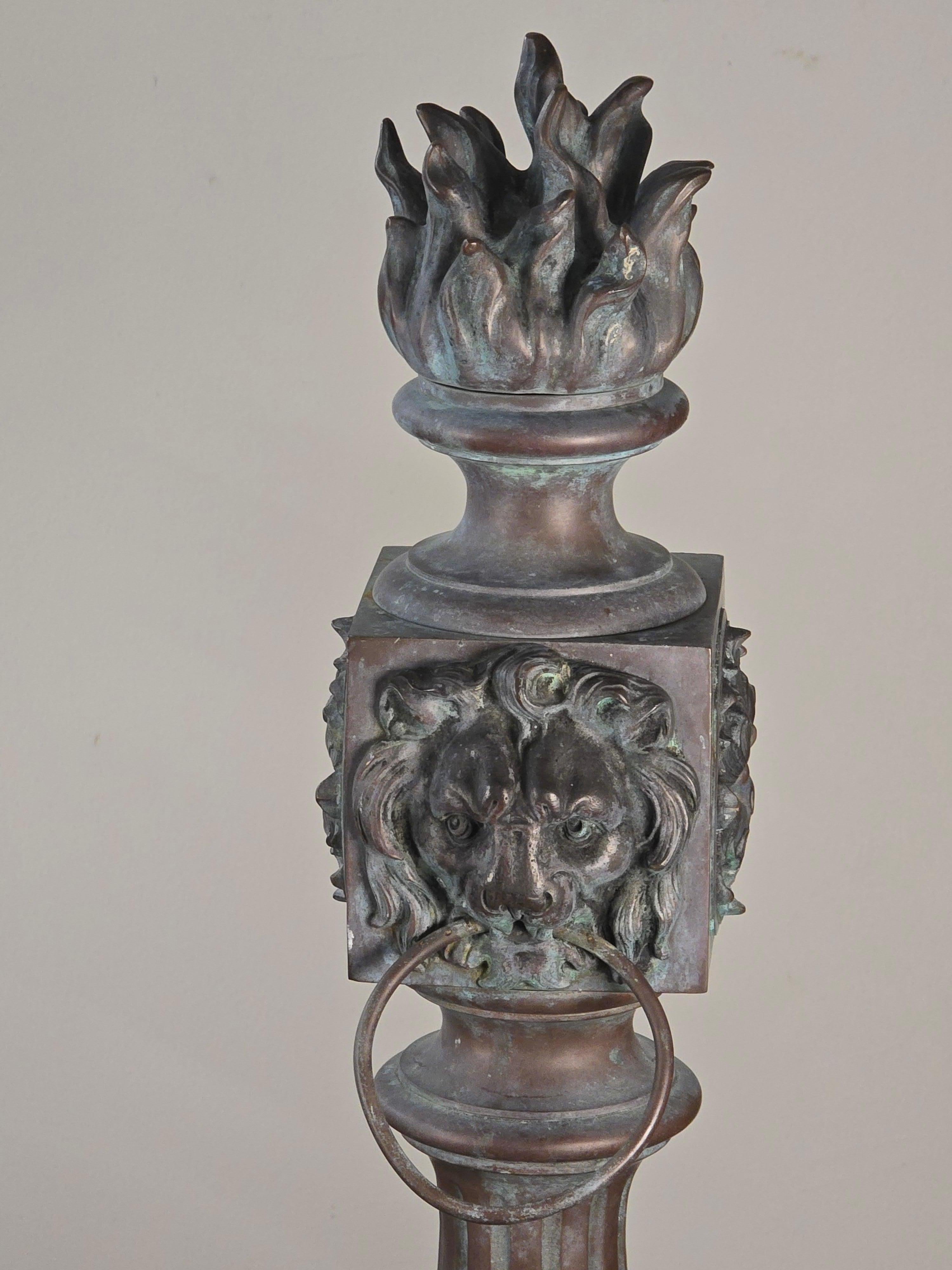 Monumental Pair of Regency Bronze Andirons, Early 19th Century For Sale 4