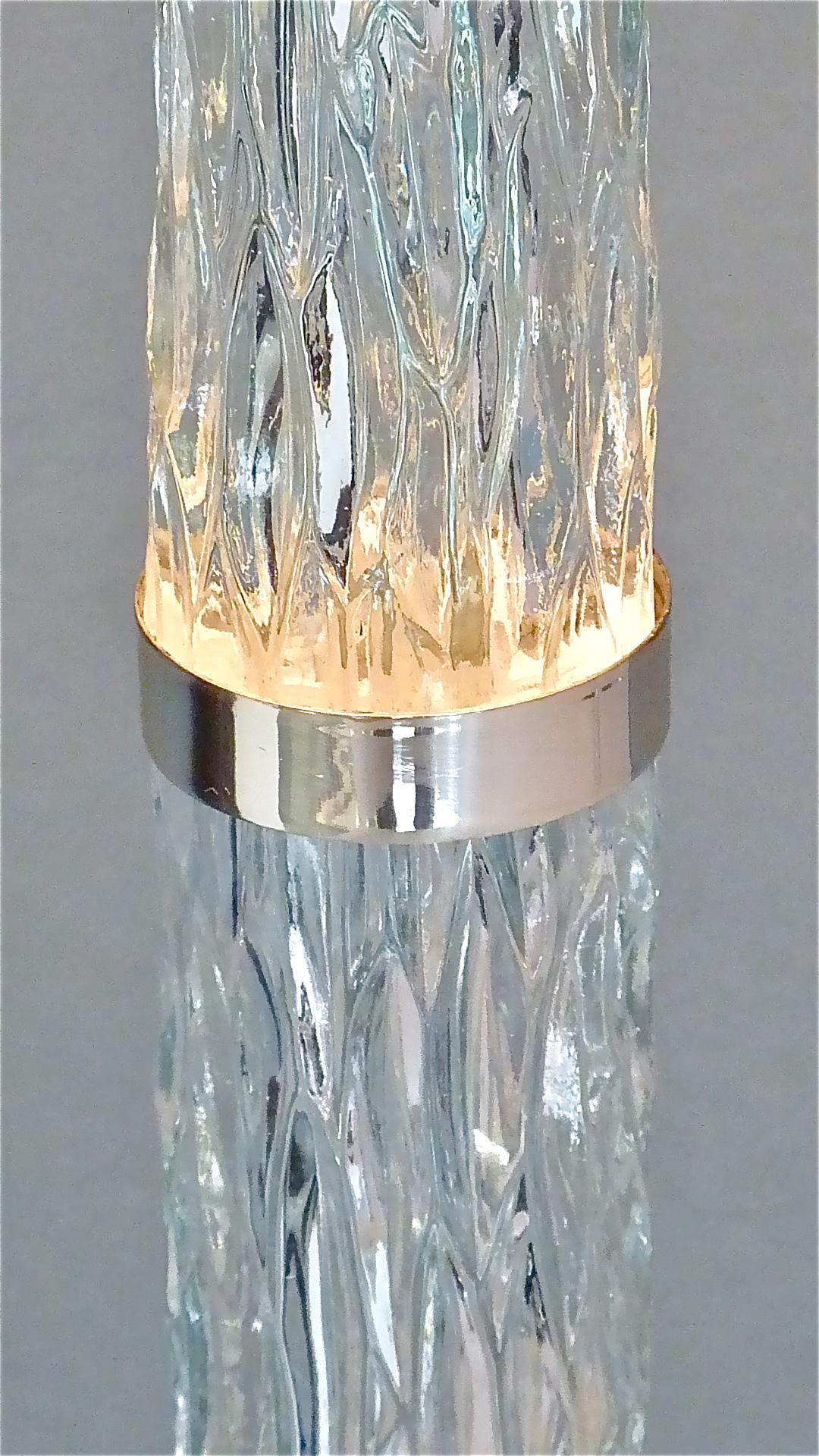 Monumental Pair of Signed Kaiser Table Lamps Crystal Glass Silvered Metal, 1960s For Sale 3