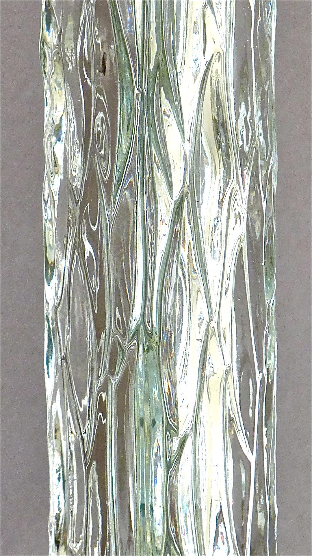 Monumental Pair of Signed Kaiser Table Lamps Crystal Glass Silvered Metal, 1960s For Sale 9