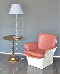 Monumental Pair of Signed Kaiser Table Lamps Crystal Glass Silvered Metal, 1960s