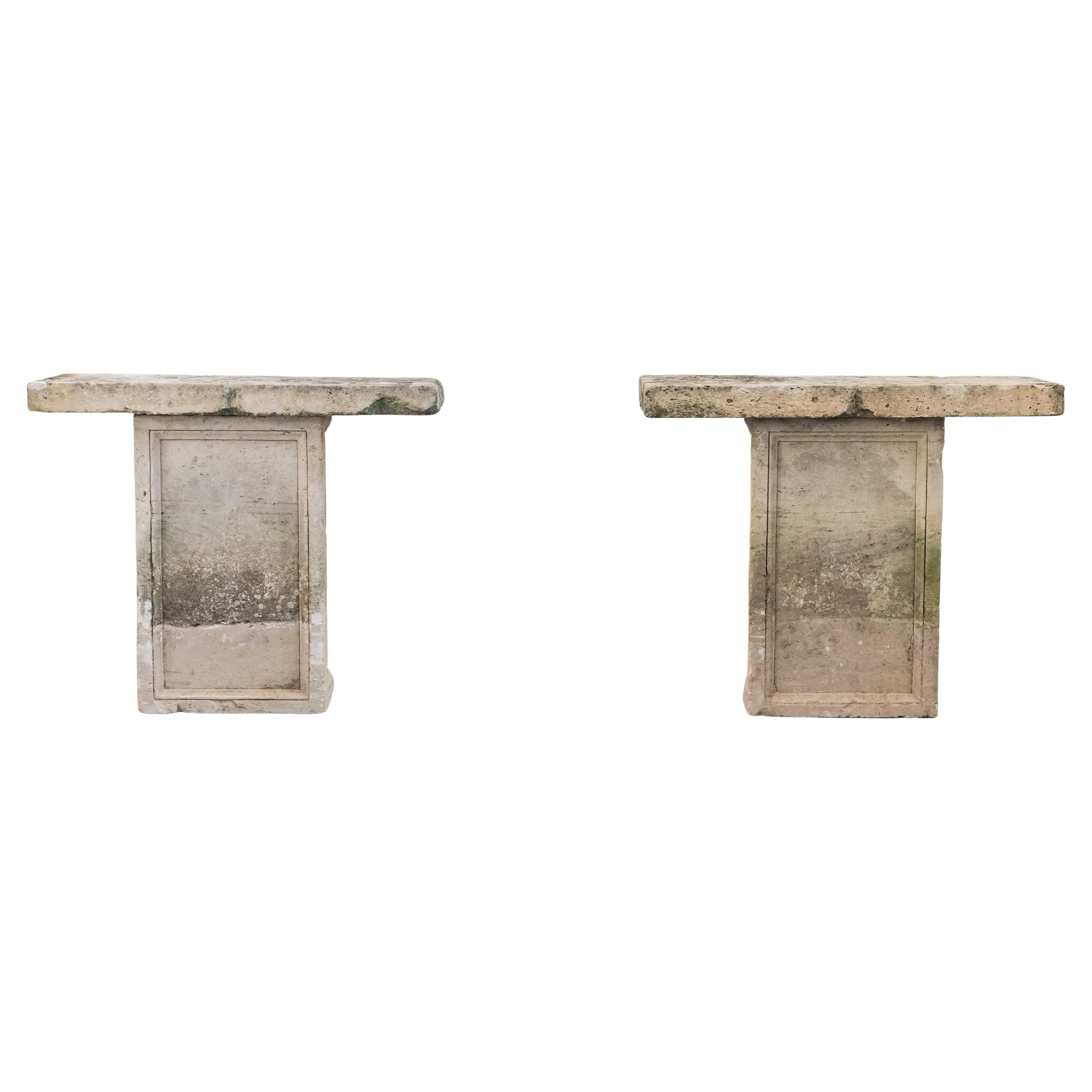 Monumental Pair Of Stone Consoles From France, Circa 1700 For Sale