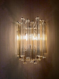Monumental Pair of Trilobi Wall Lamps by Venini, Italy, 1970s