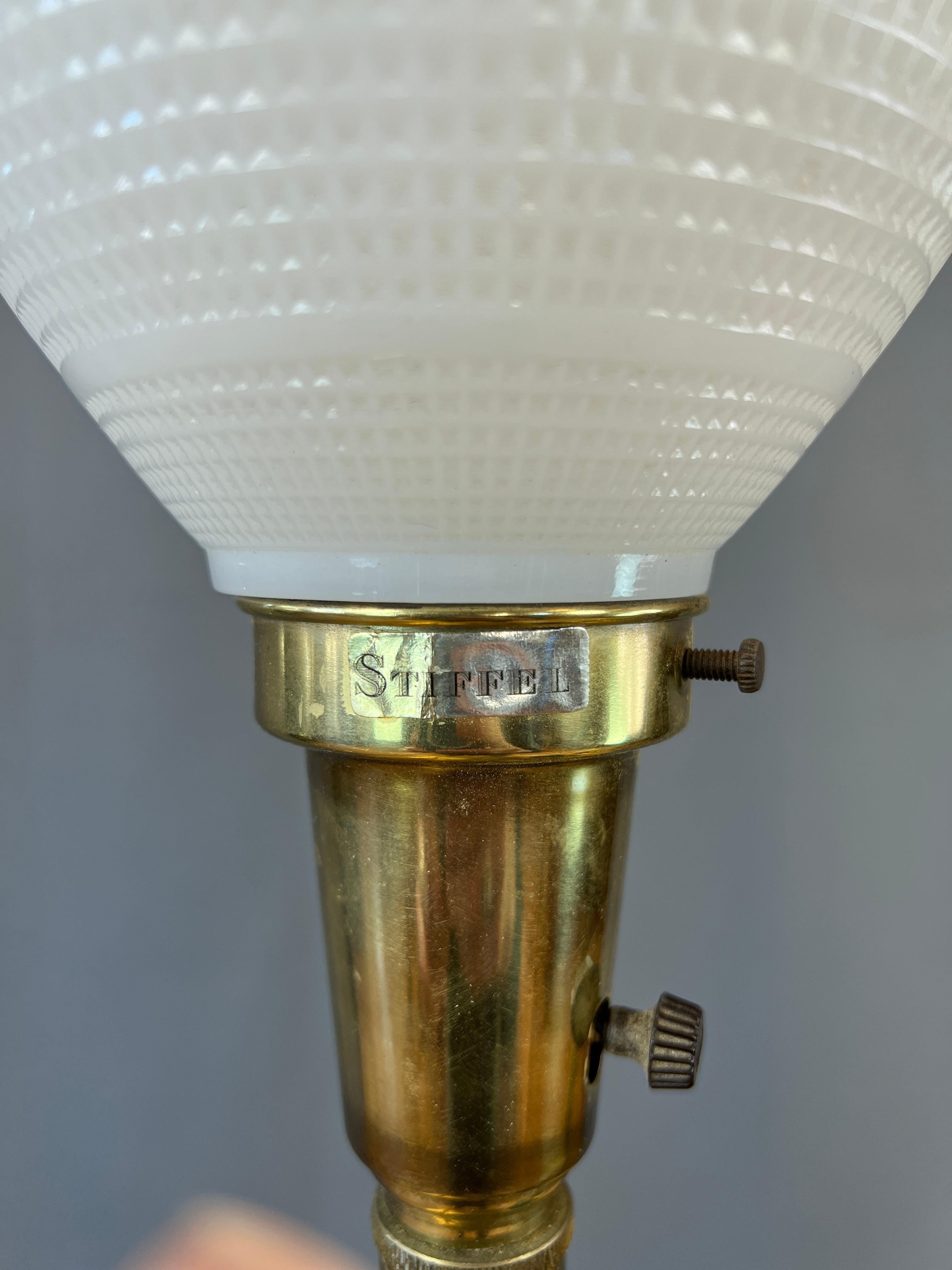 Paire monumentale de lampes de bureau en laiton et turquoise par Edwin Cole pour Stiffel en vente 7