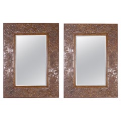 Monumental Pair of Very Large Bronze Wall Mirrors