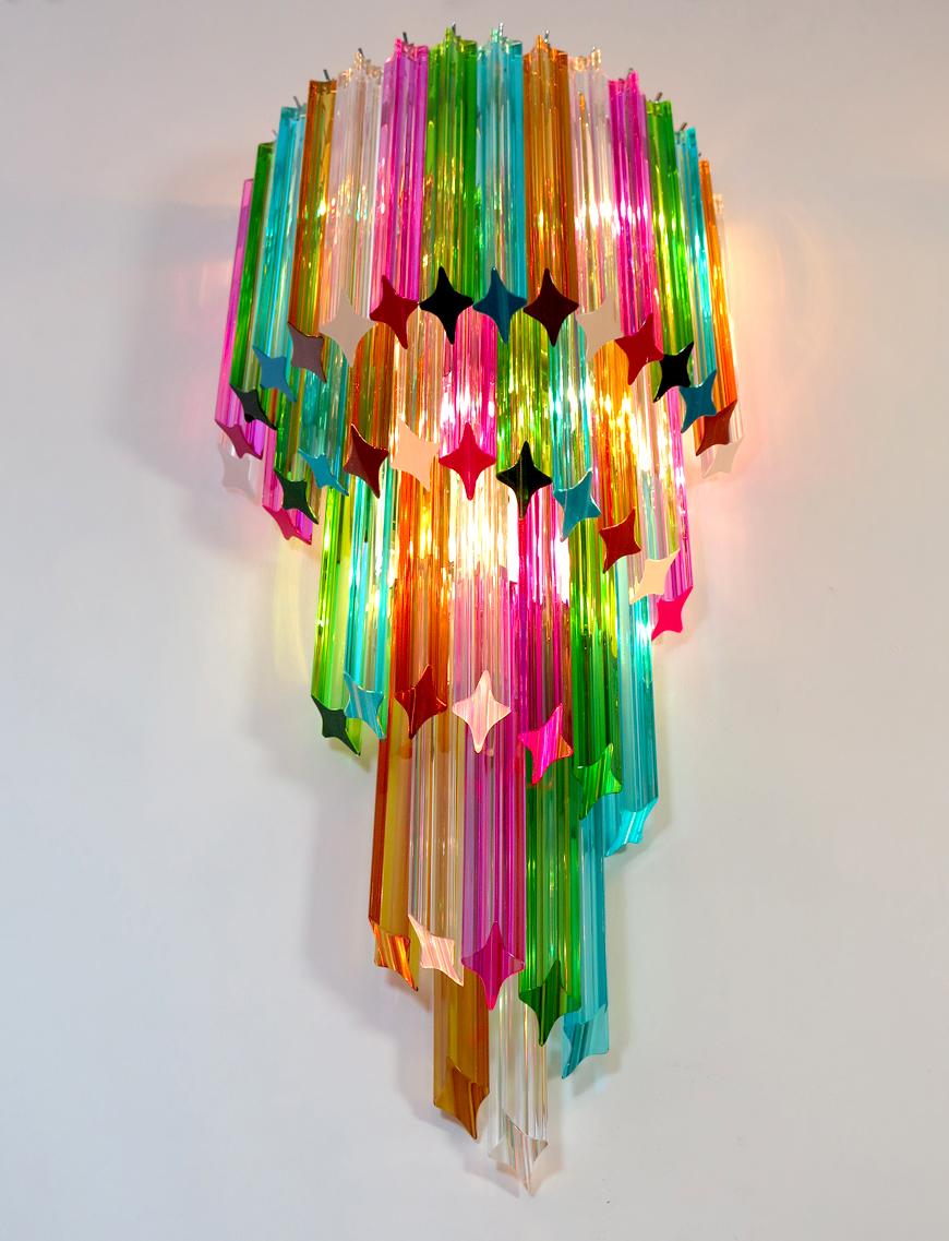 Monumentales Paar Murano-Wandleuchter im Vintage-Stil, 41 mehrfarbig, Quadriedri, Maria im Angebot 2