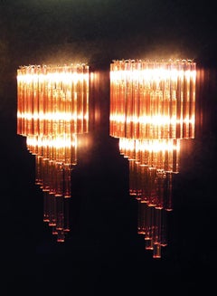 Monumental pair of vintage Murano wall sconce – 41 pink triedri