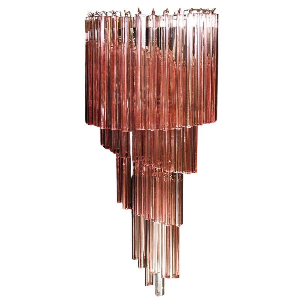 Monumental pair of vintage Murano wall sconce - 41 pink triedri For Sale