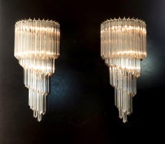 Monumental pair of vintage Murano wall sconce – 41 trasparent quadriedri