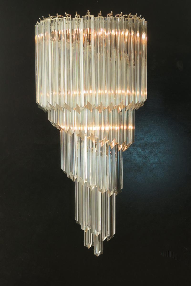 Pareja monumental de apliques vintage de Murano - 41 trasparent quadriedri Galvanizado en venta